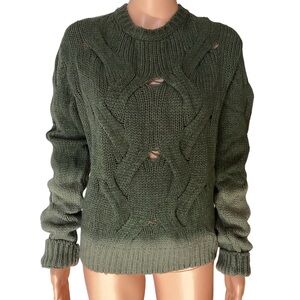 NWT Diesel Distressed Olive Ombré Sweater Large